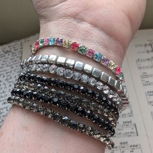 Set Of 90s Multicolor and Silver Stretch Bracelets